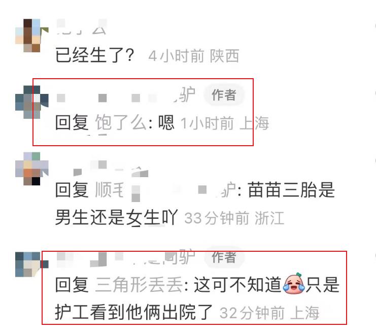 知情人曝苗苗诞下三胎，是剖腹产已经出院，老公郑恺全程低调陪同