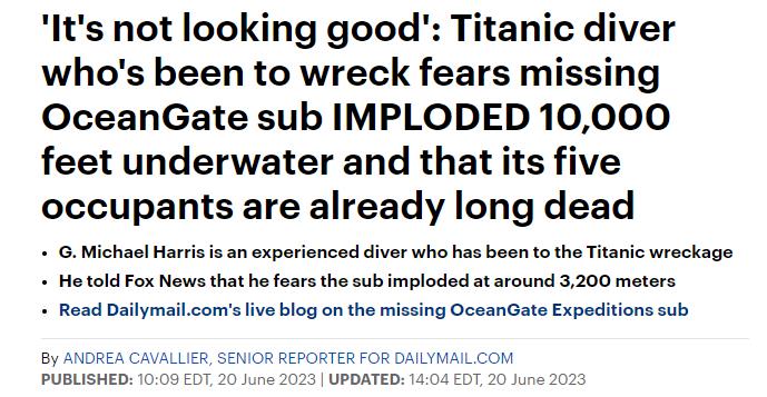 美国失踪潜艇剩32小时氧气支持，专家：存活率仅1％，可能发生内爆