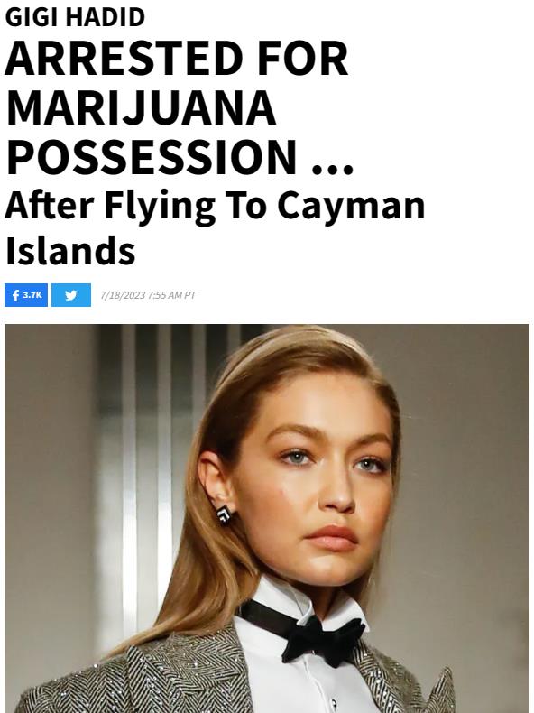 超模Gigi因携带大麻被捕,她当庭承认吸毒,交七千罚金后获释