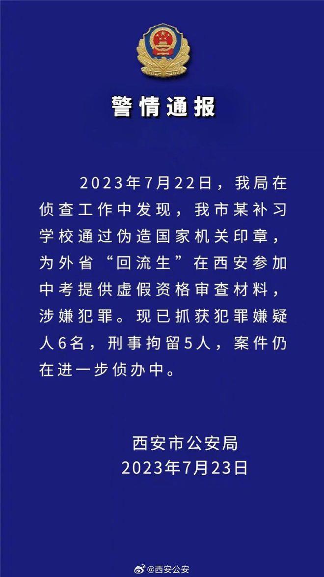 西安“回流生”事件：警方再抓获6人