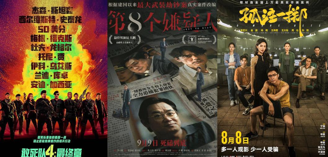 周票房:《第八个嫌疑人》破3亿 《敢死队4》居亚