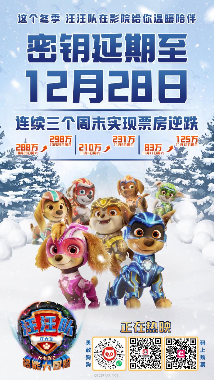 《汪汪队立大功大电影2》延长上映至12月28日