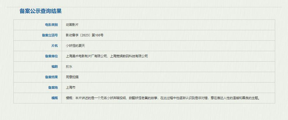 电影版《小妖怪的夏天》备案立项 原班导演回归